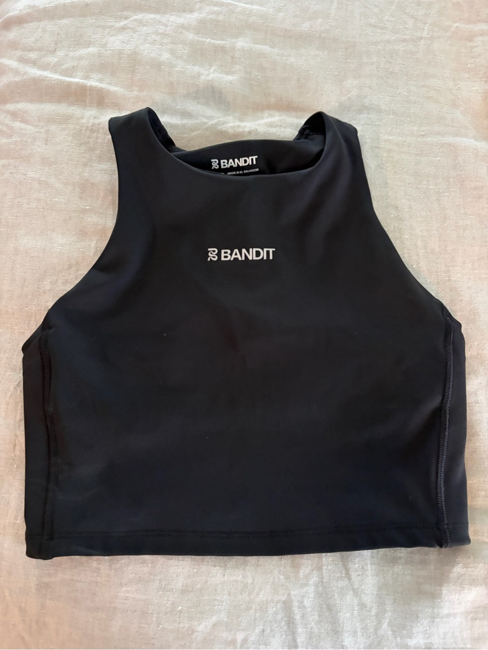 Bandit High-Neck Black Crop Tank